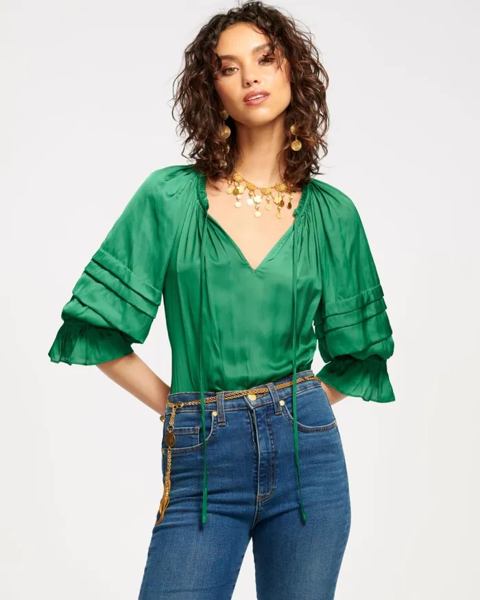 Women Randi Puff Sleeve Top Navy Ramy Brook Tops Women Randi Puff Sleeve Top Navy Ramy Brook Tops