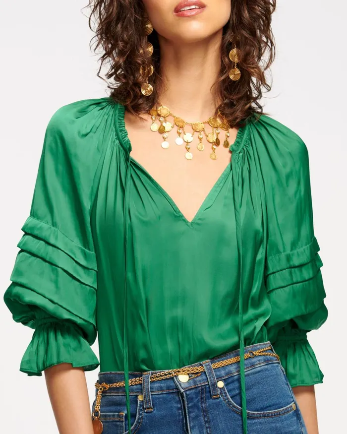 Women Randi Puff Sleeve Top Navy Ramy Brook Tops Women Randi Puff Sleeve Top Navy Ramy Brook Tops