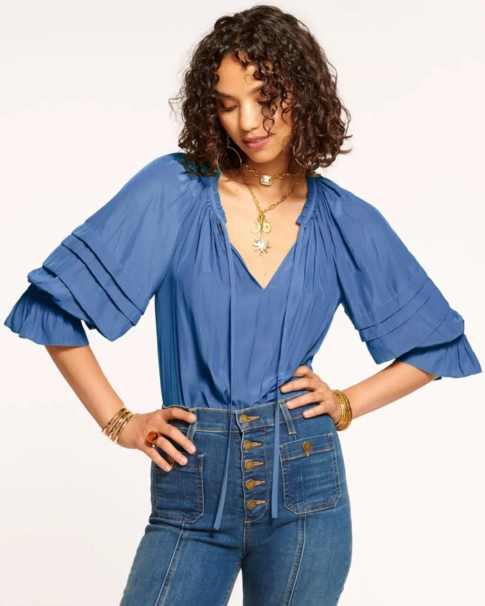 Women Randi Puff Sleeve Top Navy Ramy Brook Tops Women Randi Puff Sleeve Top Navy Ramy Brook Tops