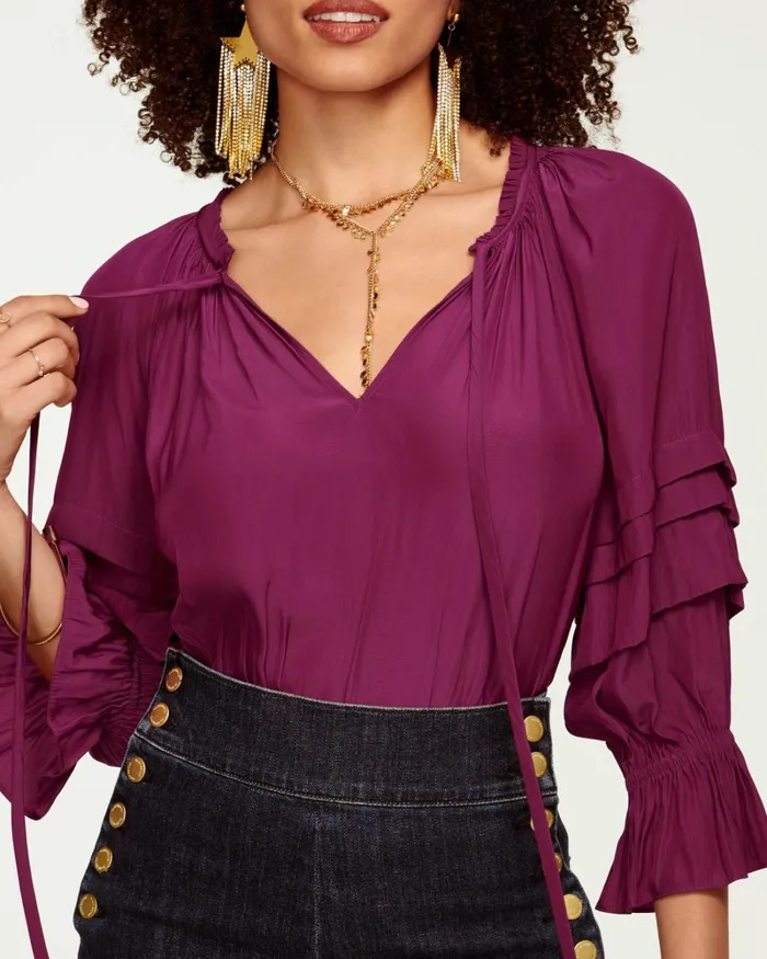Women Randi Puff Sleeve Top Navy Ramy Brook Tops Women Randi Puff Sleeve Top Navy Ramy Brook Tops