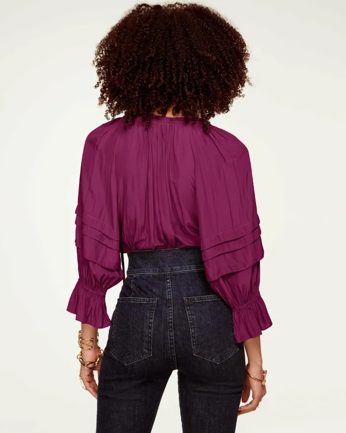 Women Randi Puff Sleeve Top Navy Ramy Brook Tops Women Randi Puff Sleeve Top Navy Ramy Brook Tops
