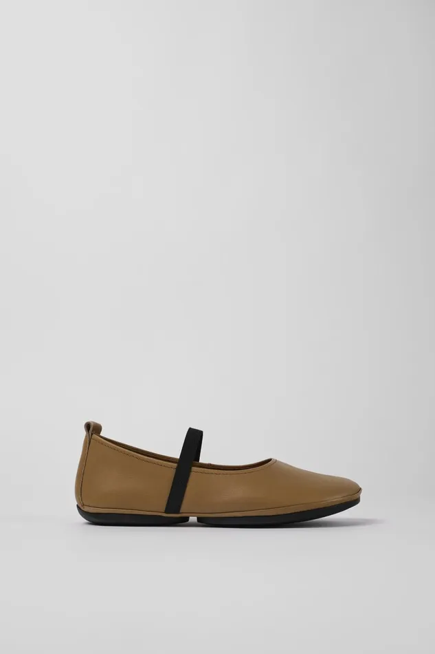 Women Right Brown Leather Mary Jane Camper Ballerinas Women Right Brown Leather Mary Jane Camper Ballerinas
