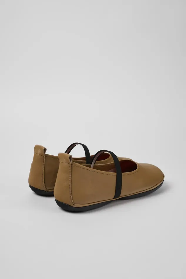 Women Right Brown Leather Mary Jane Camper Ballerinas Women Right Brown Leather Mary Jane Camper Ballerinas