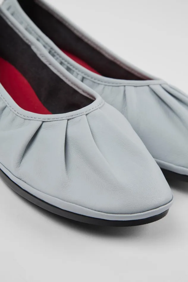 Women Right Gray Leather Ballerina Camper Ballerinas