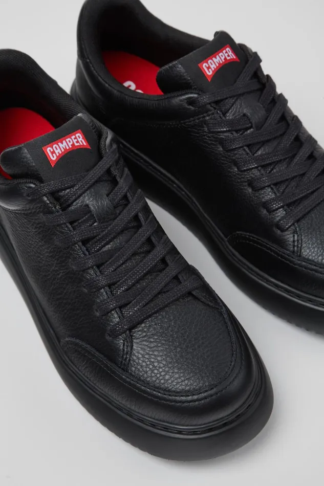 Women Runner K21 Black Leather Shoes Camper Sneakers