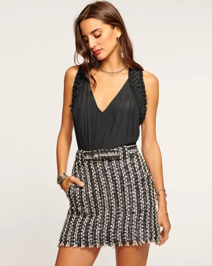 Women Rylee VNeck Tank Top Black Ramy Brook Tops