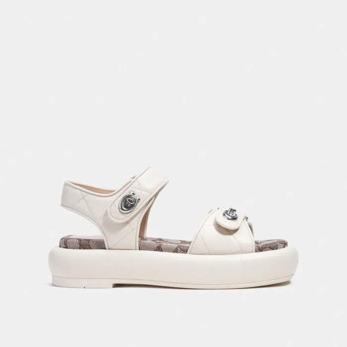 Women Sandals Coach Peyton Sandal With Signature Jacquard Chalk