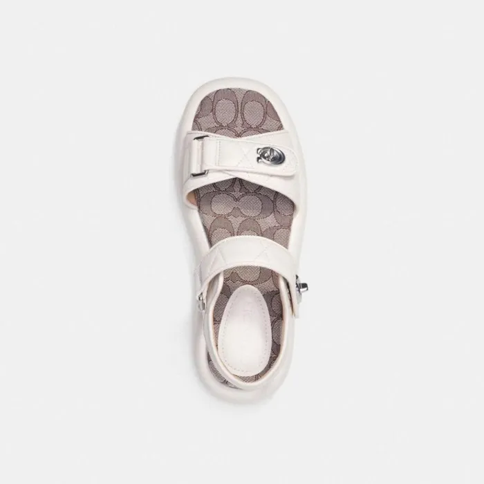 Women Sandals Coach Peyton Sandal With Signature Jacquard Chalk
