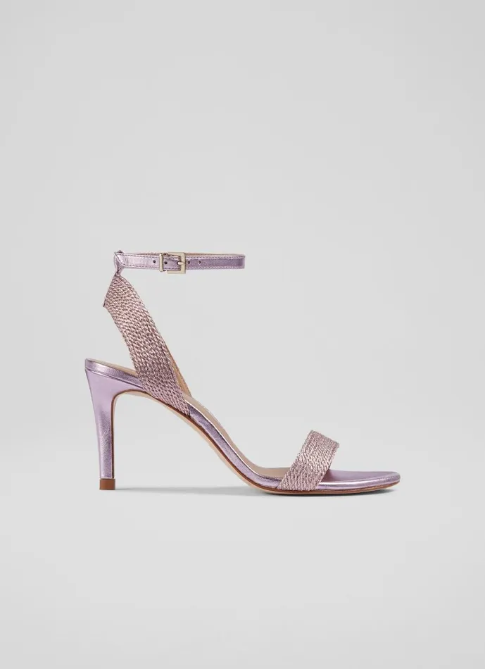 Women Sandals LKBennett Ivette Pink Metallic Rope Sandals Pink