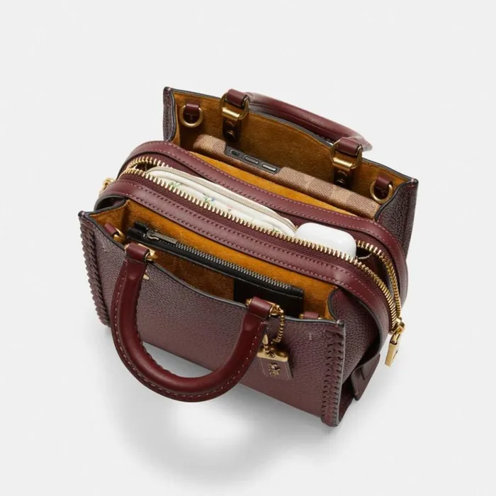 Women Satchels and Top Handles Coach Rogue 20 With Braid Brassburnished Amber