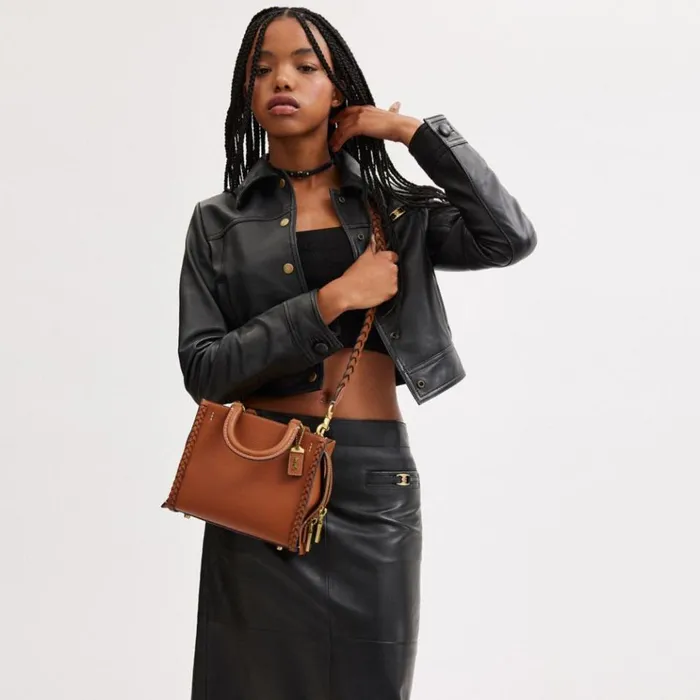 Women Satchels and Top Handles Coach Rogue 20 With Braid Brassburnished Amber