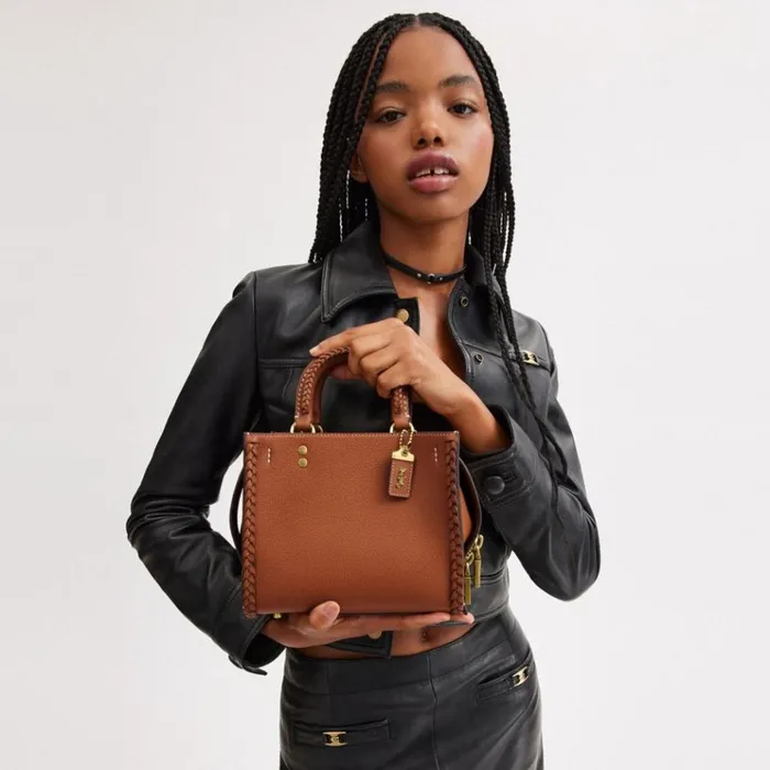 Women Satchels and Top Handles Coach Rogue 20 With Braid Brassburnished Amber