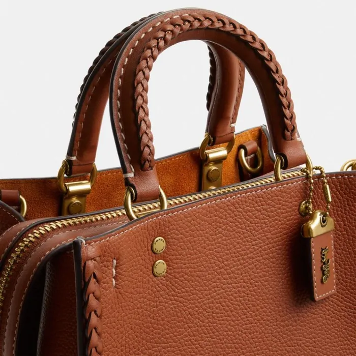 Women Satchels and Top Handles Coach Rogue 20 With Braid Brassburnished Amber