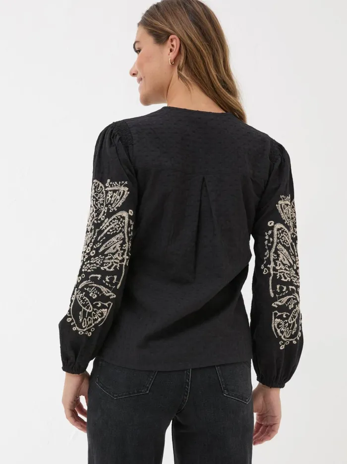 Women Shirts and Blouses Fat Face Black Lara Detail Blouse