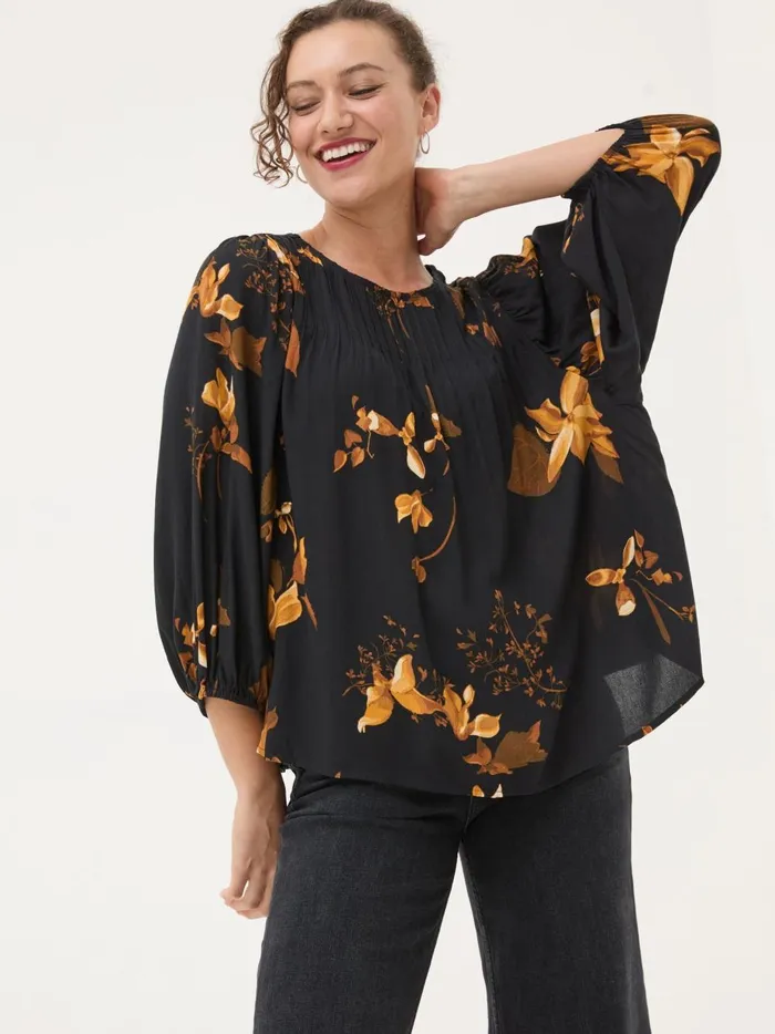 Women Shirts and Blouses Fat Face Black Wynn Floral Blouse