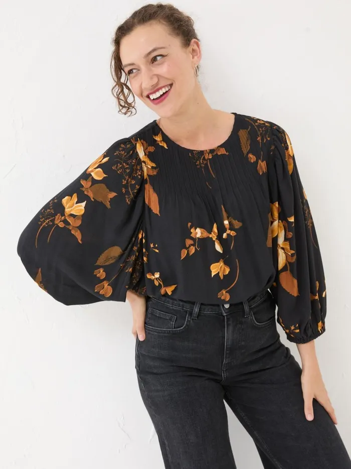 Women Shirts and Blouses Fat Face Black Wynn Floral Blouse Women Shirts and Blouses Fat Face Black Wynn Floral Blouse