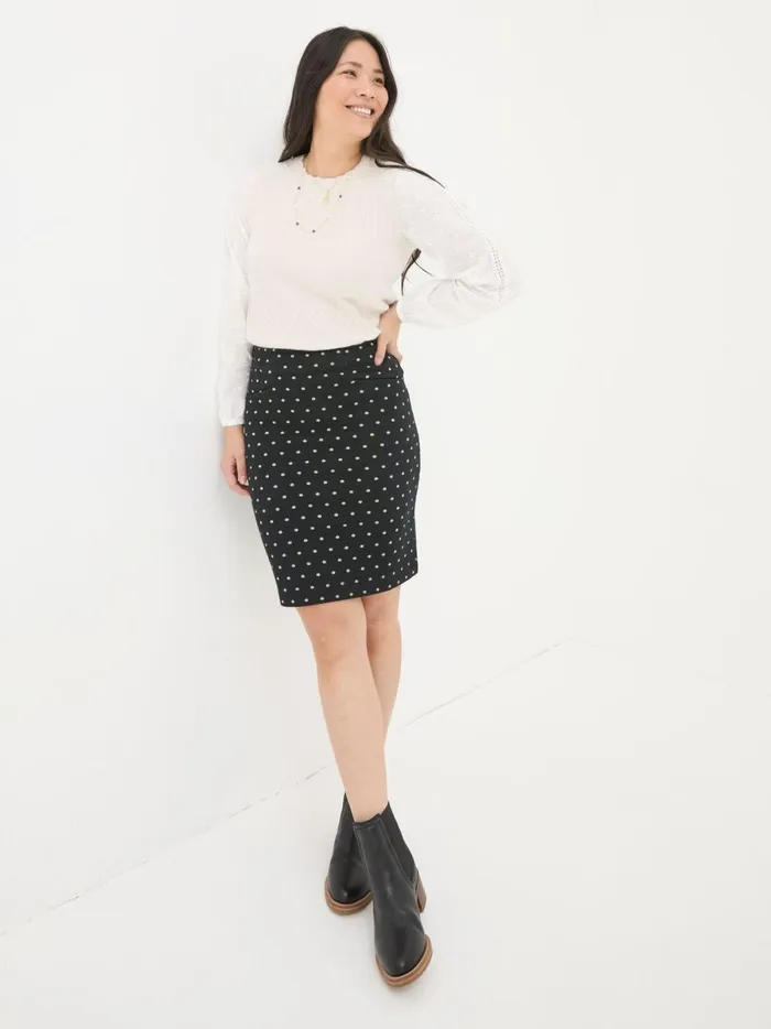 Women Skirts Fat Face Jennie Black Metallic Spot Skirt
