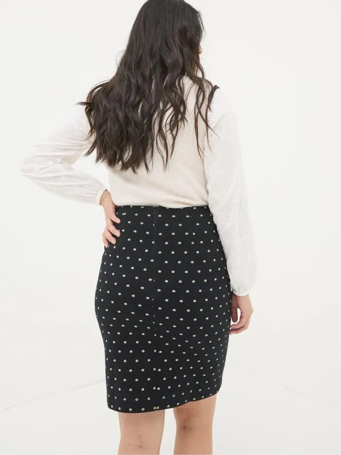 Women Skirts Fat Face Jennie Black Metallic Spot Skirt