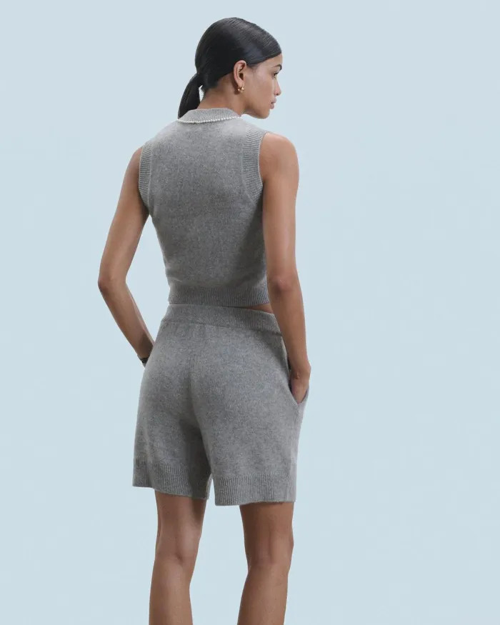 Women Sleeveless Sweaters From Future Sleeveless Sweater With Beads At The Neckline Dark Heather Gray