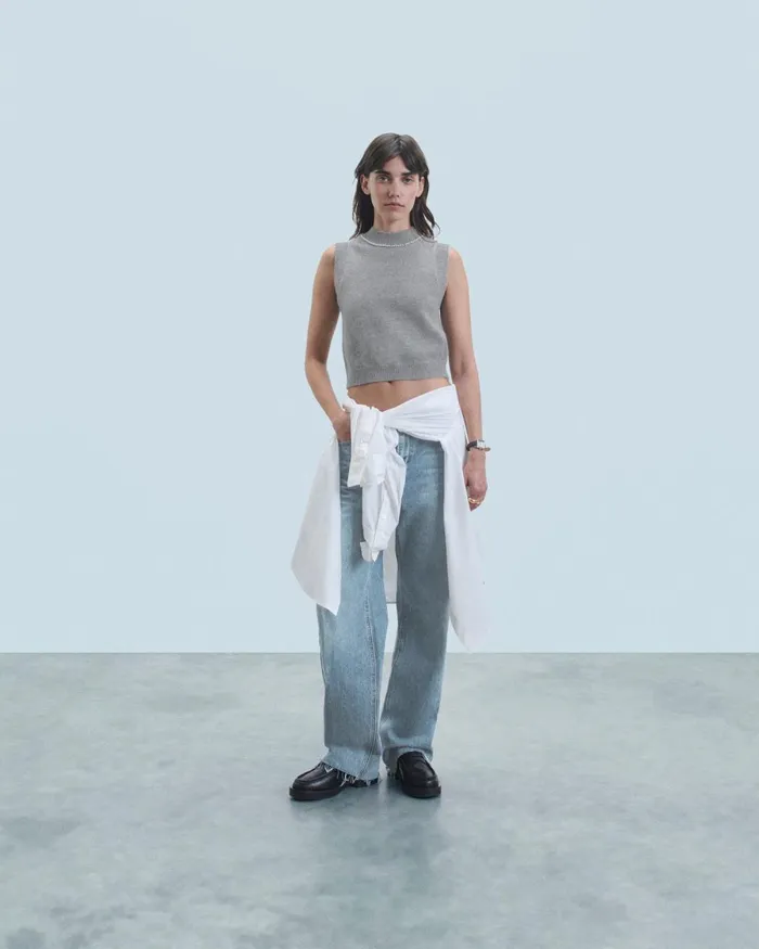 Women Sleeveless Sweaters From Future Sleeveless Sweater With Beads At The Neckline Dark Heather Gray