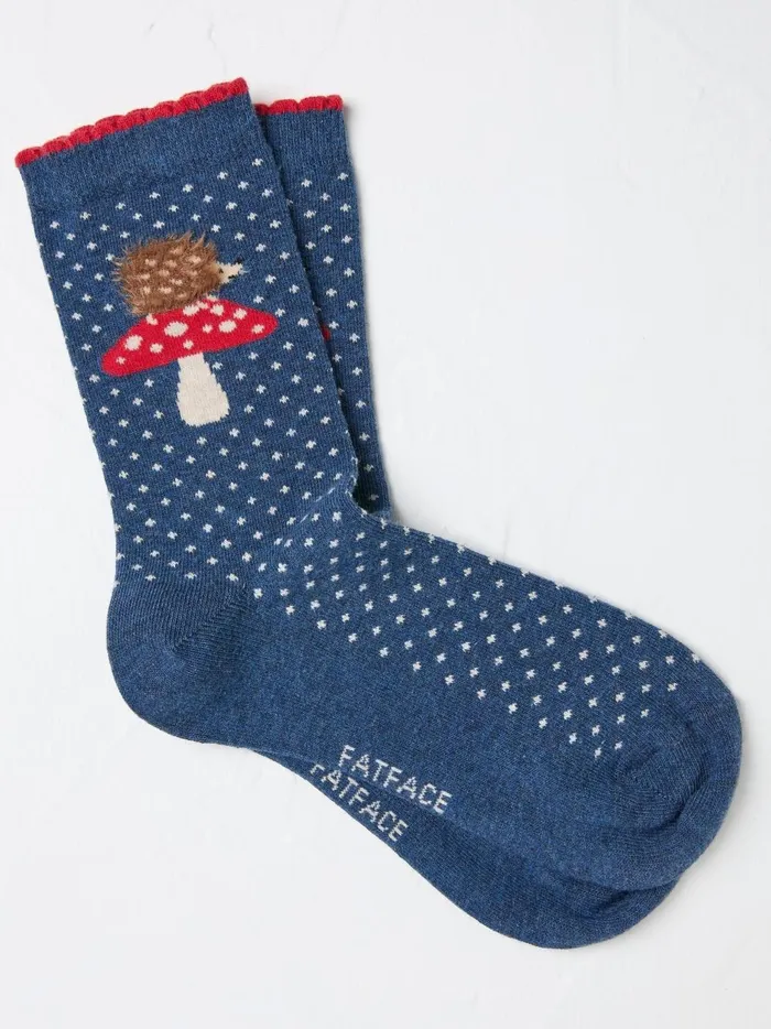 Women Socks and Tights Fat Face Blue Fluffy Hedgehog Socks 1 Pack Size 47