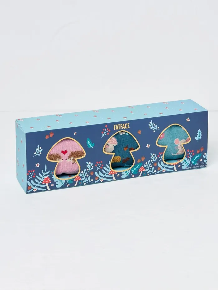 Women Socks and Tights Fat Face Multi Woodland Socks 3 Pack In A Box