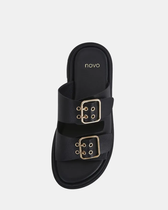 Women STELLAN BLACK Sandals Slides NOVO Shoes