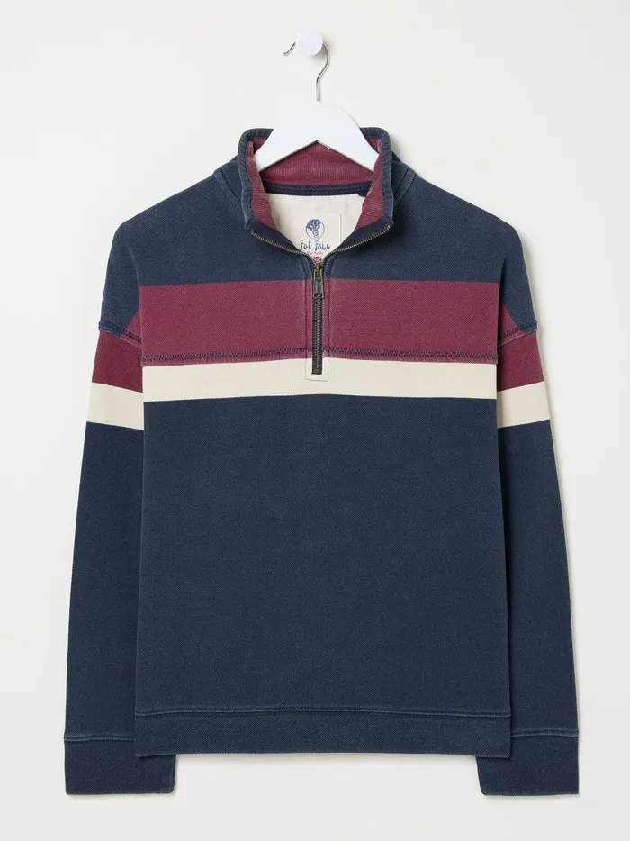 Women Sweatshirts and Hoodies Fat Face Airlie Navy Blue and Red Striped Relaxed Sweat Top Women Sweatshirts and Hoodies Fat Face Airlie Navy Blue and Red Striped Relaxed Sweat Top