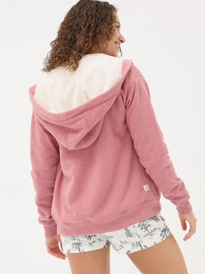 Women Sweatshirts and Hoodies Fat Face Amy Pink Nep Borg Lined Zip Through Hoodie