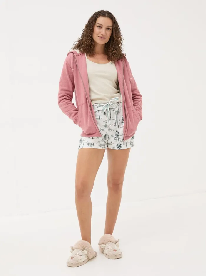 Women Sweatshirts and Hoodies Fat Face Amy Pink Nep Borg Lined Zip Through Hoodie