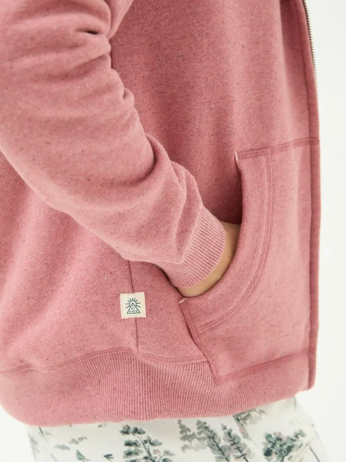 Women Sweatshirts and Hoodies Fat Face Amy Pink Nep Borg Lined Zip Through Hoodie