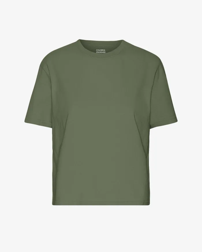 Women TShirts Colorful Standard Organic Boxy Crop Tee Dusty Olive