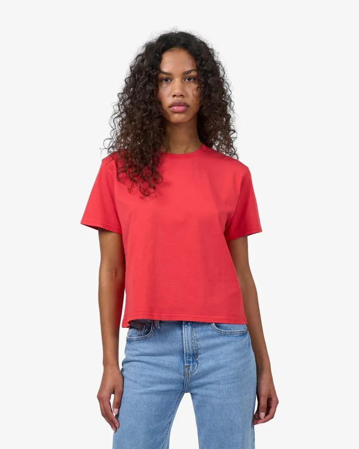 Women TShirts Colorful Standard Organic Boxy Crop Tee Dusty Olive