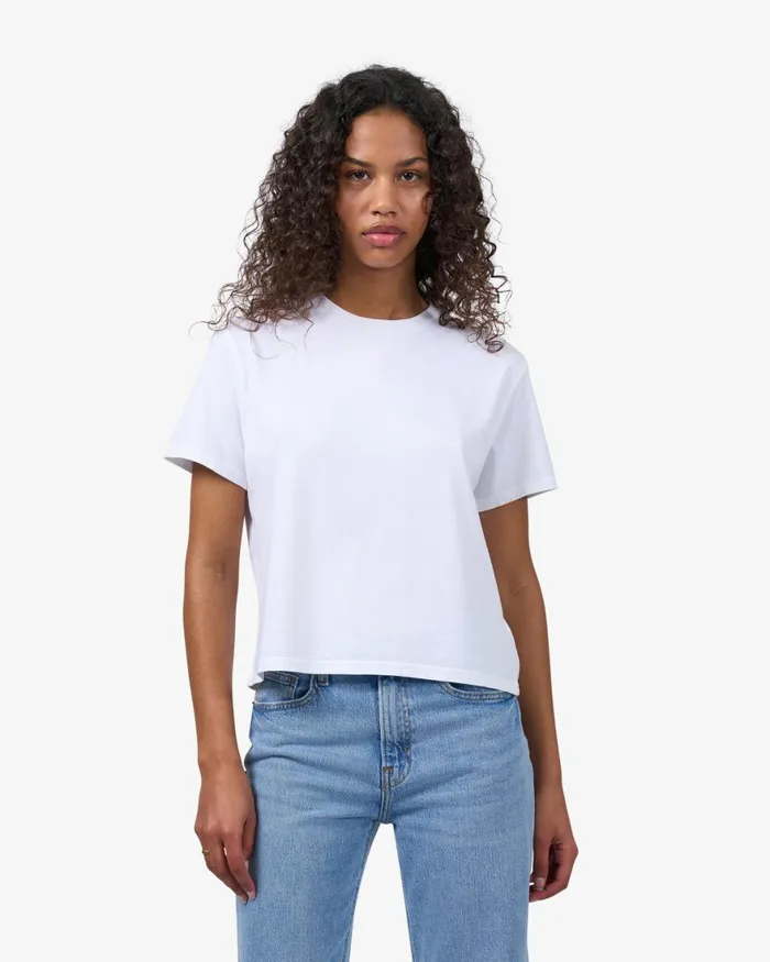 Women TShirts Colorful Standard Organic Boxy Crop Tee Optical White