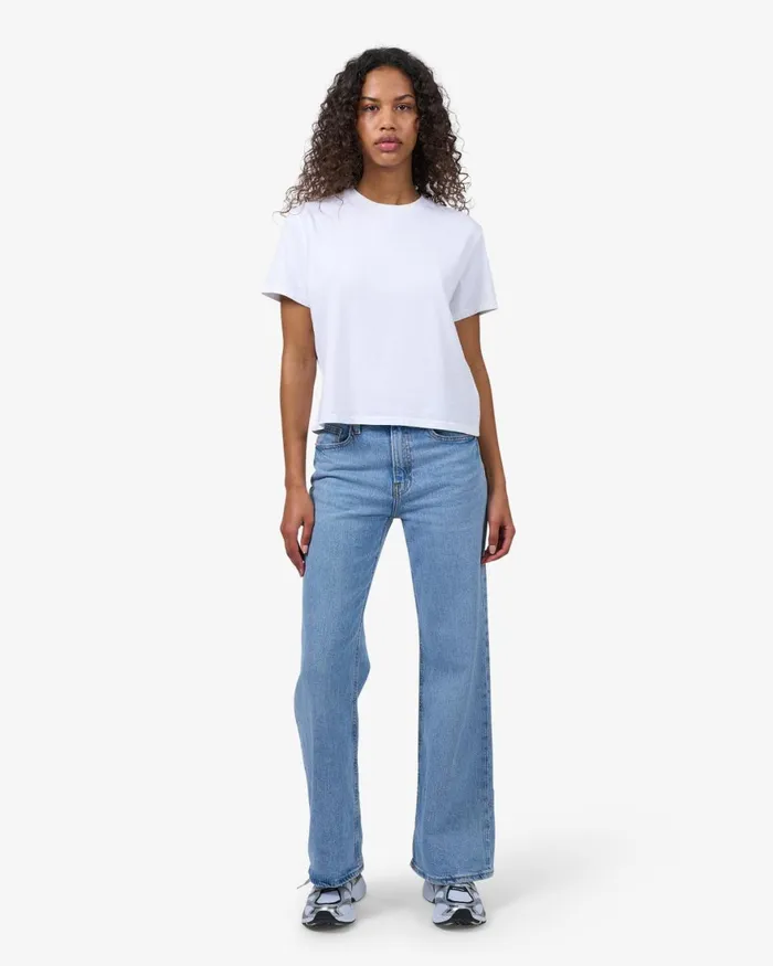 Women TShirts Colorful Standard Organic Boxy Crop Tee Optical White