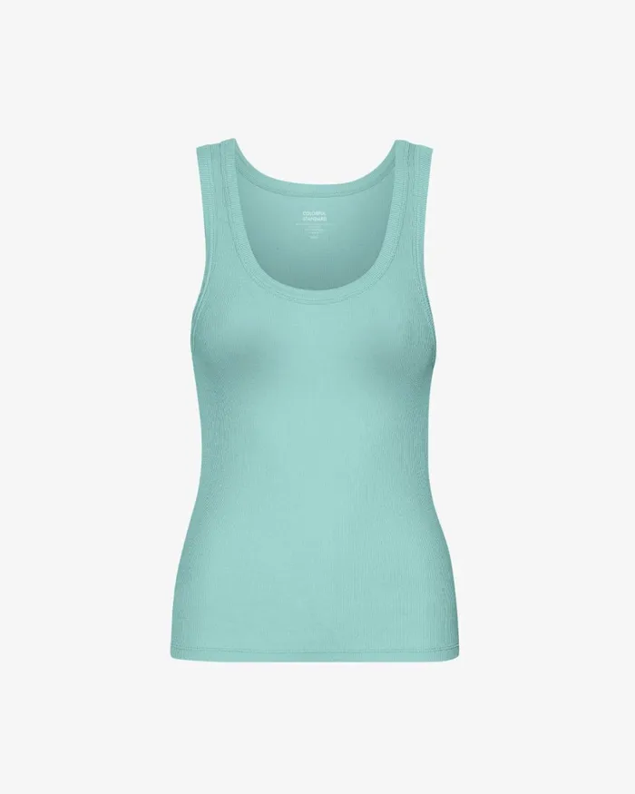 Women Tank Tops Colorful Standard Women Organic Rib Tank Top Teal Blue