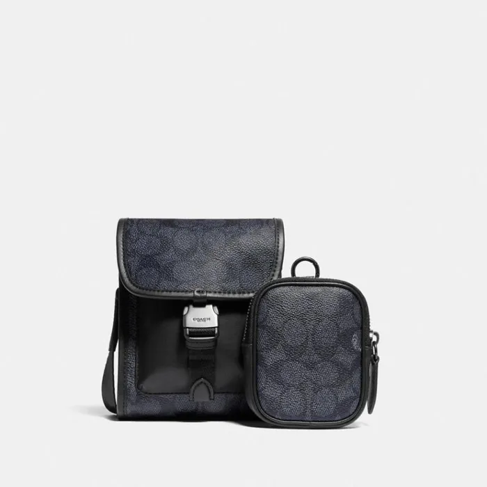 Women Tech and Travel Coach Charter NorthSouth Crossbody With Hybrid Pouch In Signature Canvas Charcoal Women Tech and Travel Coach Charter NorthSouth Crossbody With Hybrid Pouch In Signature Canvas Charcoal