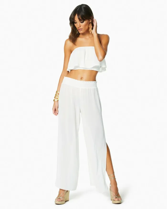 Women Textured Athena Palazzo Pant Black Ramy Brook Swimwear Women Textured Athena Palazzo Pant Black Ramy Brook Swimwear