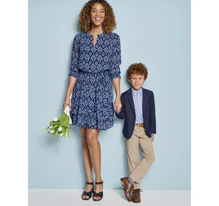 Women Tiered VNeck Print Dress Navy Ikat JohnstonandMurphy Dresses and Jumpsuits Women Tiered VNeck Print Dress Navy Ikat JohnstonandMurphy Dresses and Jumpsuits