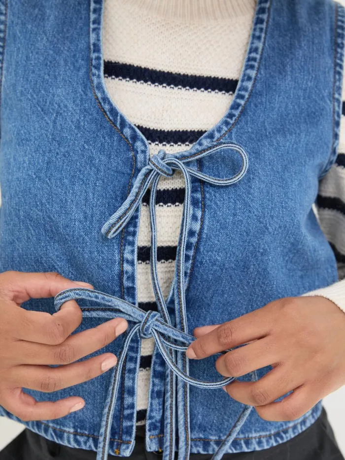 Women Tops and TShirts Fat Face Blue Alba Denim Waistcoat Women Tops and TShirts Fat Face Blue Alba Denim Waistcoat