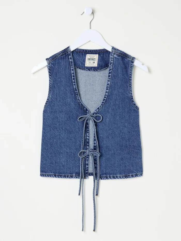 Women Tops and TShirts Fat Face Blue Alba Denim Waistcoat Women Tops and TShirts Fat Face Blue Alba Denim Waistcoat