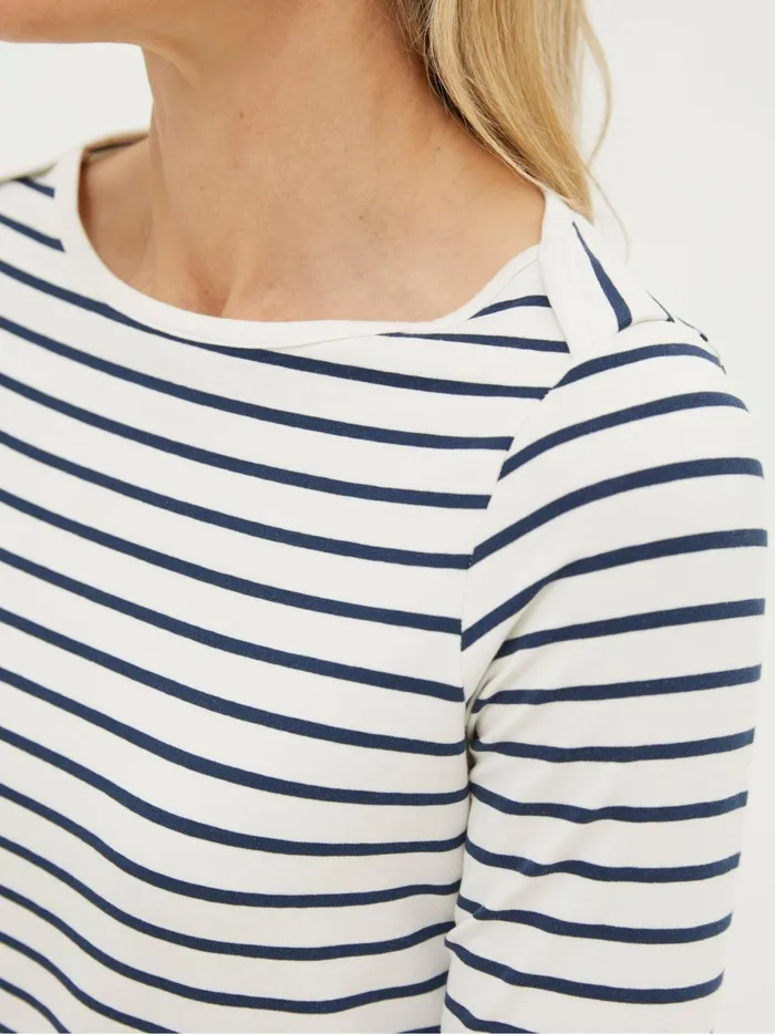 Women Tops and TShirts Fat Face Breton Cream TShirt