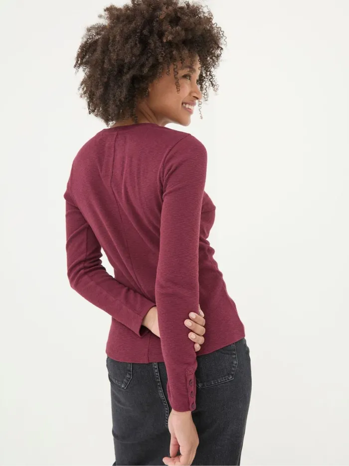 Women Tops and TShirts Fat Face Callie Dark Red Long Sleeve Top