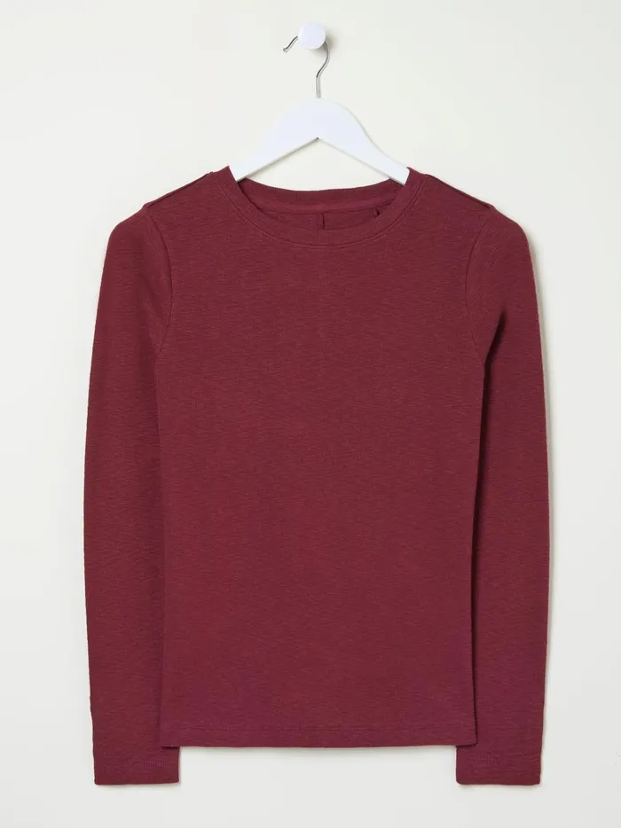 Women Tops and TShirts Fat Face Callie Dark Red Long Sleeve Top