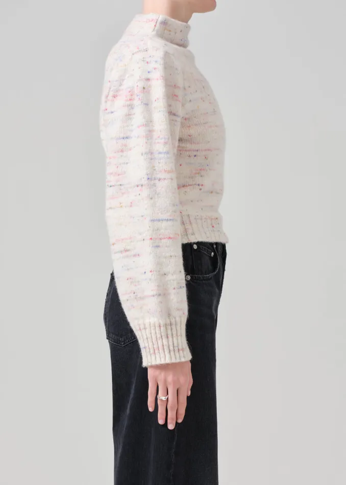 Women Tops Citizens Of Humanity Claudia Turtleneck Puff Sleeve In Confetti Marl