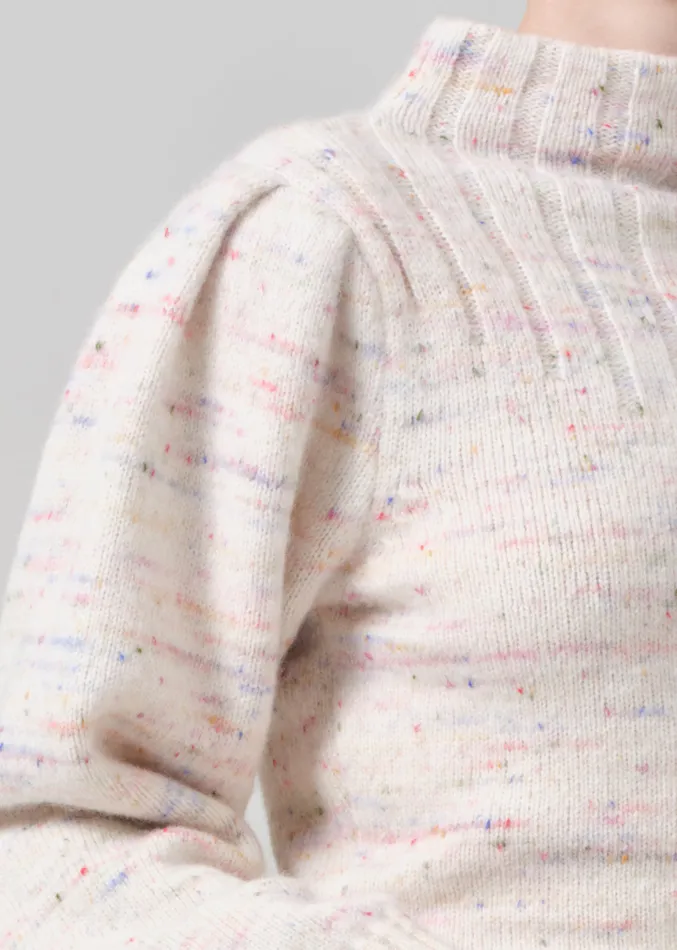 Women Tops Citizens Of Humanity Claudia Turtleneck Puff Sleeve In Confetti Marl