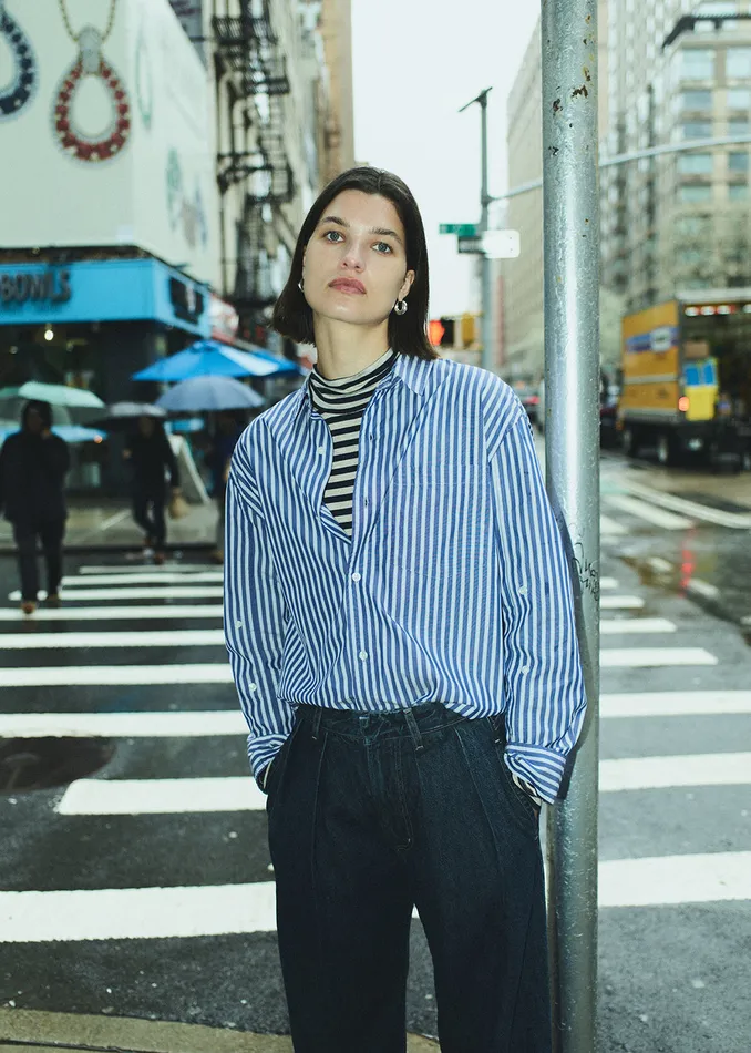 Women Tops Citizens Of Humanity Kayla Shirt In Navy Mesa Stripe