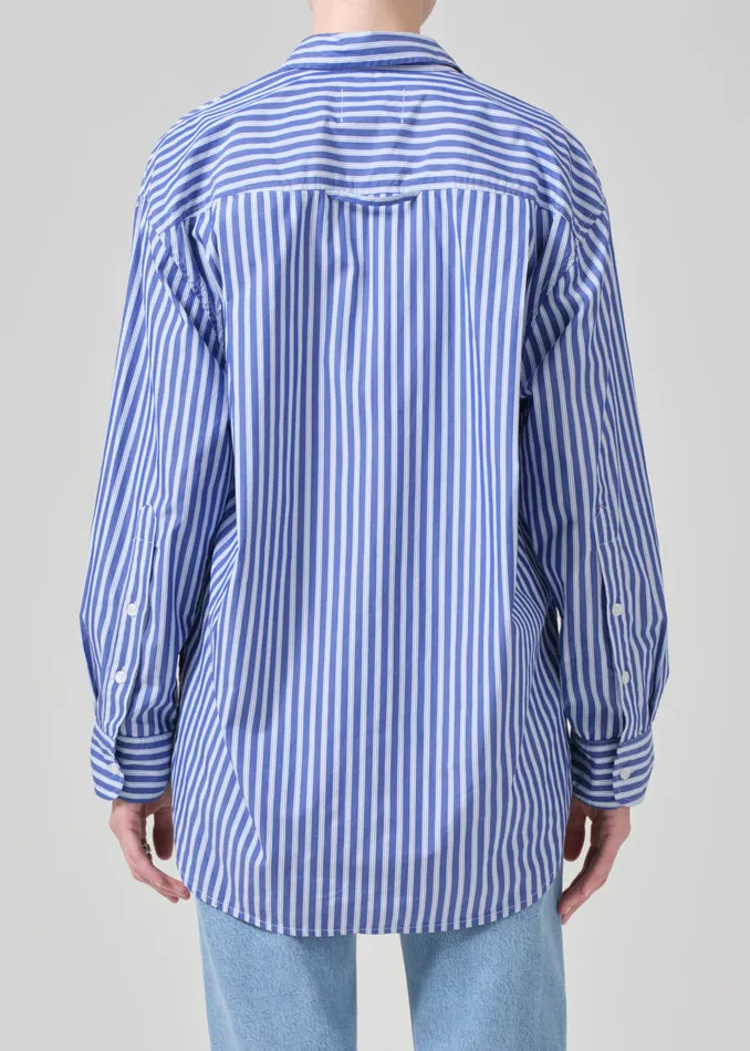 Women Tops Citizens Of Humanity Kayla Shirt In Navy Mesa Stripe