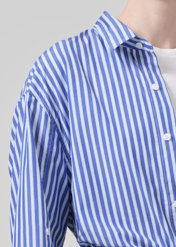Women Tops Citizens Of Humanity Kayla Shirt In Navy Mesa Stripe