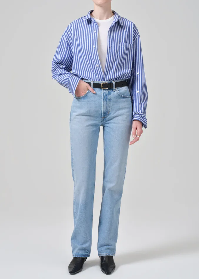 Women Tops Citizens Of Humanity Kayla Shirt In Navy Mesa Stripe